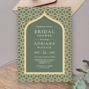 Rustic Boho Lattice Arch Sage Green Bridal Shower Invitation
