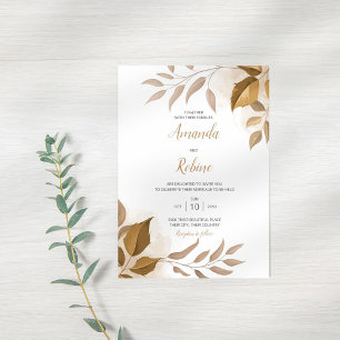 Rustic Boho Leaves Wedding Invitation