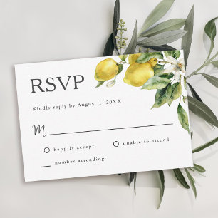 Rustic Boho Lemon Citrus Wedding RSVP Card