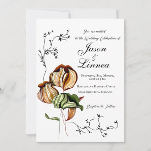 Rustic Boho Linear Vintage Minimalism  Invitation