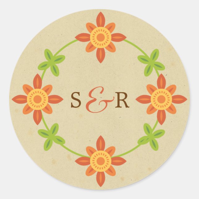 Rustic Boho Lovebird Owl Couple Wedding Classic Round Sticker (Front)