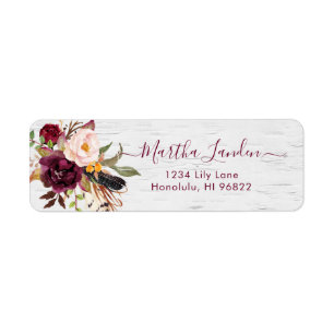 Rustic Boho Marsala+Blush Watercolor Flowers
