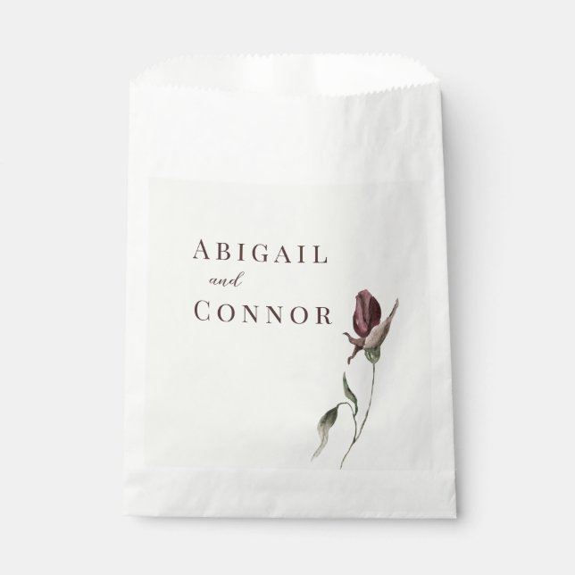 Rustic Boho Marsala Cream Floral Favour Bag (Front)