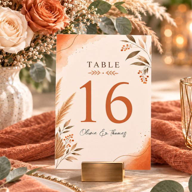 Rustic Boho Modern Terracotta Wedding Table Number (Creator Uploaded)