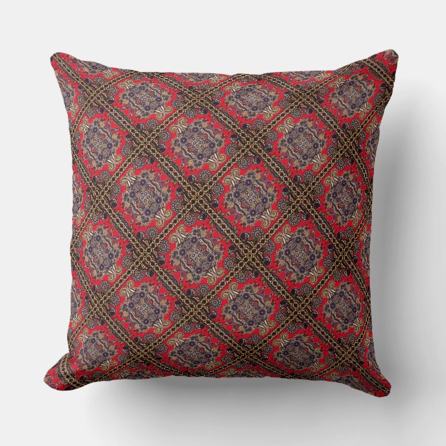 Rustic boho mosaic pattern throw pillow (Front)