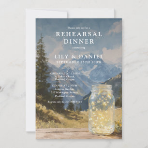 Rustic Boho Mountain Mason Jar Rehearsal Dinner Invitation