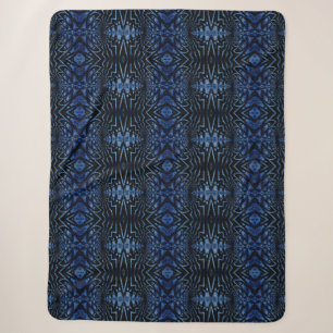   Rustic Boho Navy Blue Black Trendy Tribal Ethnic Sherpa Blanket