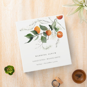 Rustic Boho Orange Blossom Botanical Wedding Album Binder