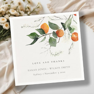 Rustic Boho Orange Blossom Botanical Wedding Napkin