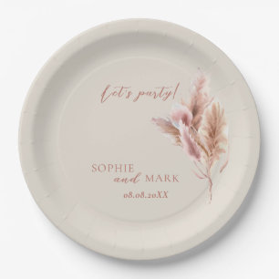 Rustic Boho Pampas Grass Wedding  Paper Plate