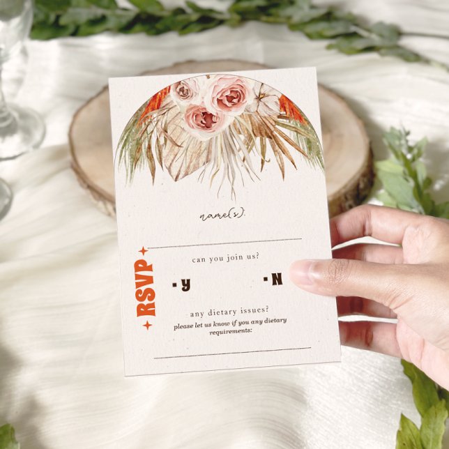 Rustic Boho Pampas Grass Wedding RSVP Card (Creator Uploaded)