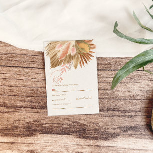 Rustic Boho Pampas Grass Wedding RSVP Card