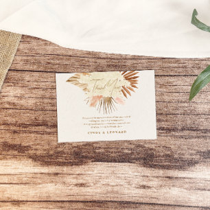 Rustic Boho Pampas Grass Wedding Thank You Card