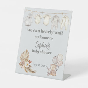 Rustic Boho Pampas We Can Bearly Wait Welcome Sign