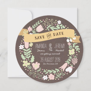 Rustic Boho Pastel Flower Photo Save the Date