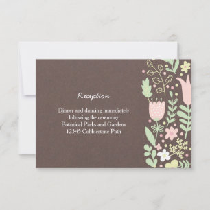 Rustic Boho Pastel Flower Wreath Wedding Invitation