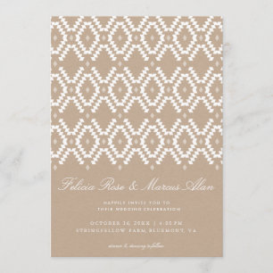 Rustic Boho Pattern faux kraft, white Invitation