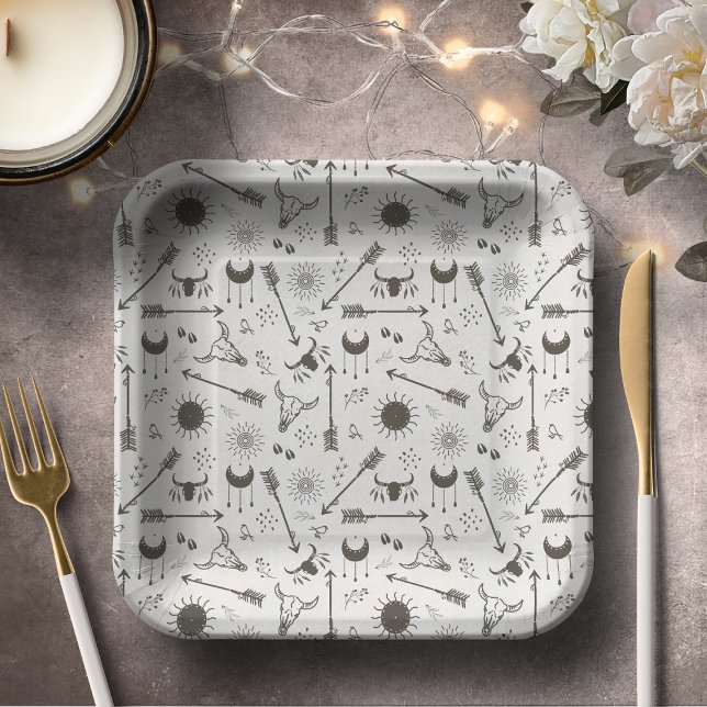 Rustic Boho Pattern ID1109 Paper Plate (Creator Uploaded)