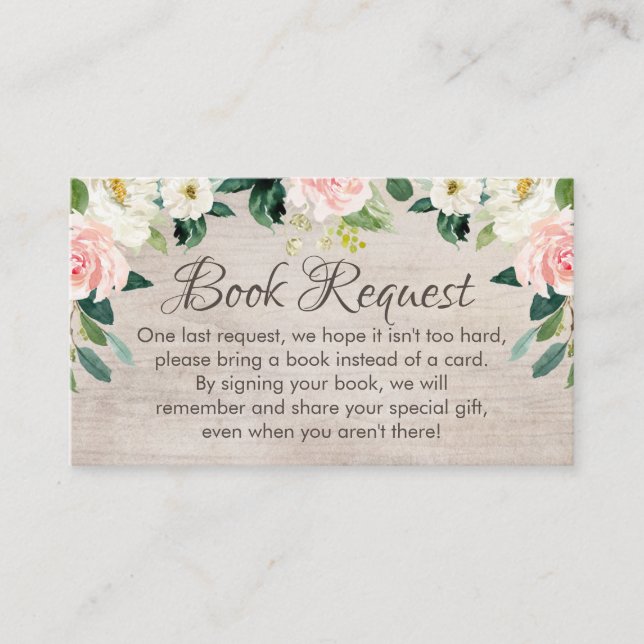 Rustic Boho Pink Book request Card Insert (Front)