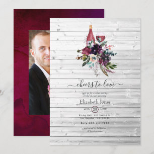 Rustic Boho Plum Red Wine Tasting Bridal Shower Invitation