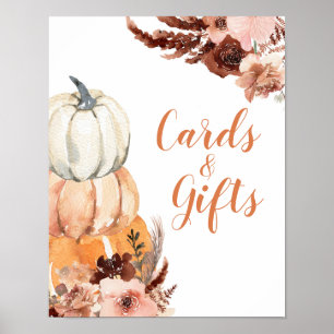 Rustic Boho Pumpkin Baby Shower Cards & Gifts Poster