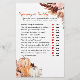 Rustic Boho Pumpkin Mommy or Daddy Games