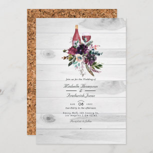 Rustic Boho QR Code RSVP Wine Tasting  Wedding Invitation