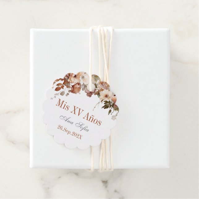 Rustic boho Quinceañera Favour Tags (In Situ)