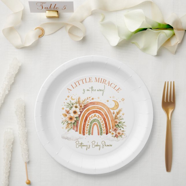 Rustic Boho Rainbow Baby Shower  Paper Plate (Wedding)