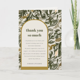 Rustic Boho Retro Arch Green Botanical Wedding Thank You Card