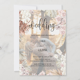 Rustic Boho Romance Elegant Photo Floral Wedding Invitation
