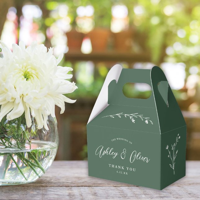 Rustic Boho Sage Green Wildflower Wedding Favor Box (Creator Uploaded)