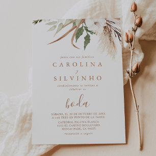 Rustic Boho Simple Floral Boda Wedding  Invitation
