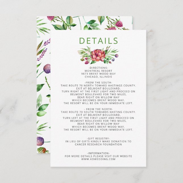 Rustic Boho Succulent Cactus Greenery Wedding Enclosure Card (Front/Back)