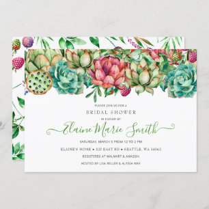 Rustic Boho Succulent Greenery Bridal Shower Invitation