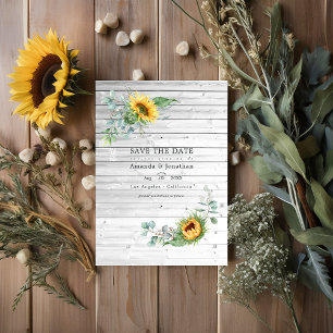 Rustic Boho Sunflower Eucalyptus Wedding Photo Save The Date