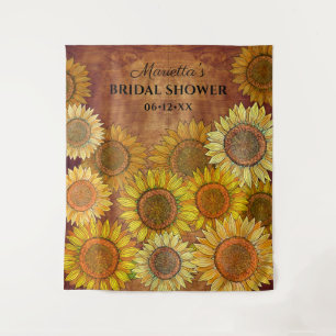   Rustic Boho Sunflower Personalized Bridal Shower Tapestry