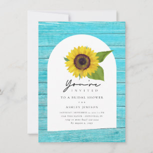 Rustic Boho Sunflower Wood Bridal Shower Invitation
