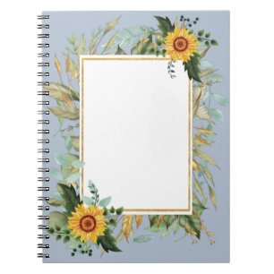 Rustic BOHO Sunflowers Greenery Wedding Notebook