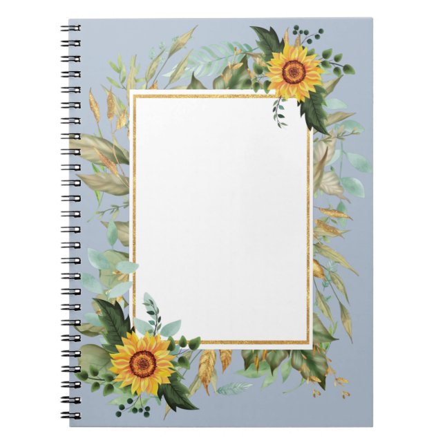 Rustic BOHO Sunflowers Greenery Wedding Notebook (Front)