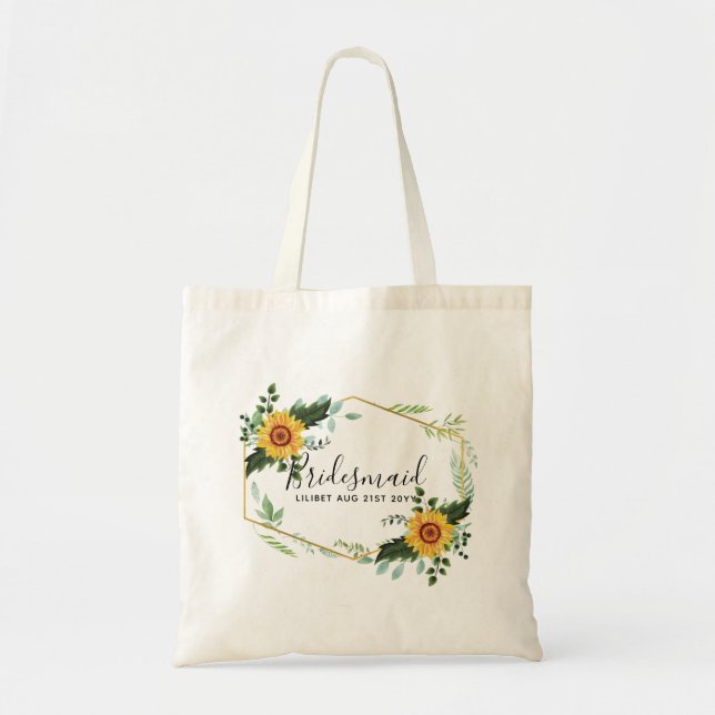 Rustic BOHO Sunflowers Greenery Wedding Tote Bag (Front)