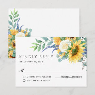 Rustic Boho Sunflowers Wedding RSVP Card