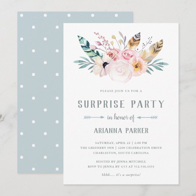Rustic Boho Surprise Party Invitation (Front/Back)