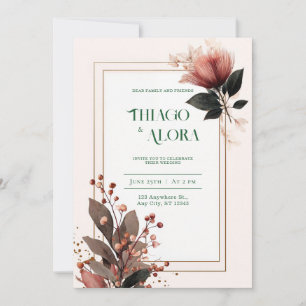 Rustic Boho Tassel Flower Autumn Berry Wedding Invitation