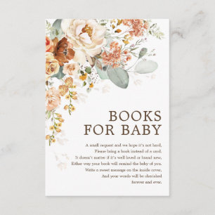 Rustic Boho Terracotta Burnt Orange Books for Baby Enclosure Card