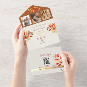 Rustic Boho Terracotta Fall Wedding All In One Invitation