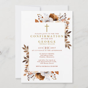 Rustic Boho Terracotta Floral Modern Confirmation Invitation