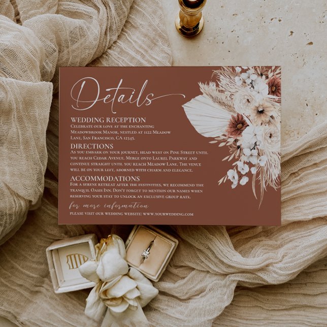 Rustic Boho Terracotta Wedding Details Enclosure Card (Rustic Boho Terracotta Wedding Details Enclosure Card)