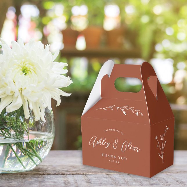 Rustic Boho Terracotta Wildflower Wedding Favor Box (Creator Uploaded)