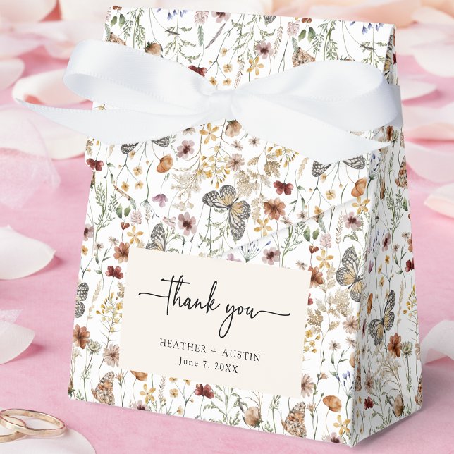 Rustic Boho Thank You Favor Box (Rustic Boho Thank You Favor Boxes with Butterflies by Painted Paperie
)